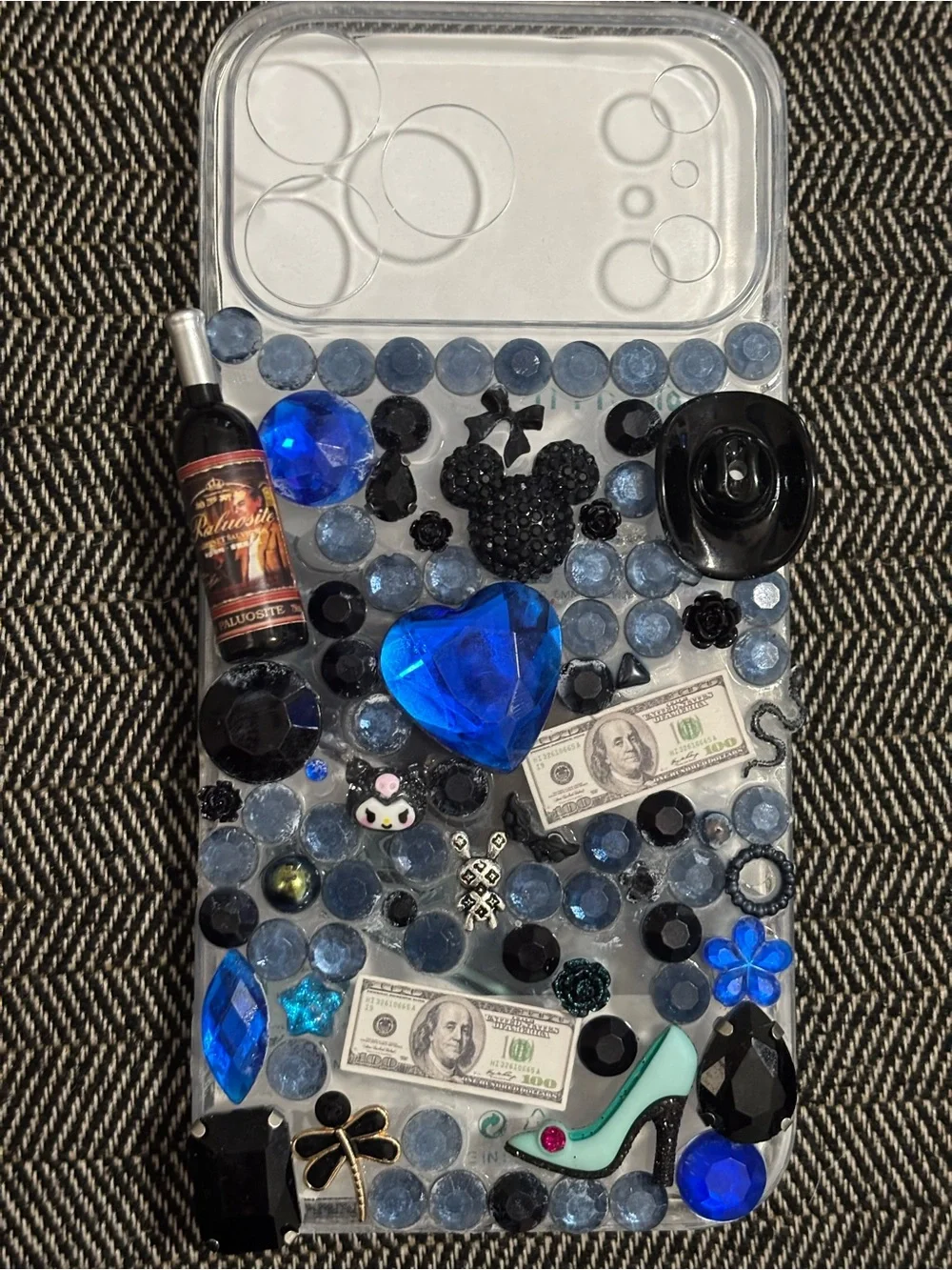 Apple Clear Phone Case with Lime Green Glitter Charms